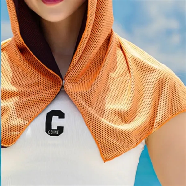 Summer Sun Protection Sport Beach Cooling Hoodie Towel - Summer Sun Protection Sport Beach Cooling Hoodie Towel - Image 2 of 4