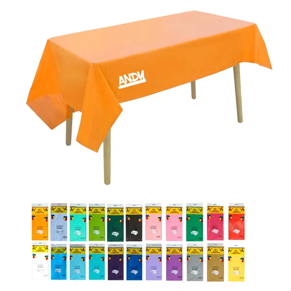 Single Piece Pack of One-Time Use Plastic Tablecloth - Single Piece Pack of One-Time Use Plastic Tablecloth - Image 0 of 4