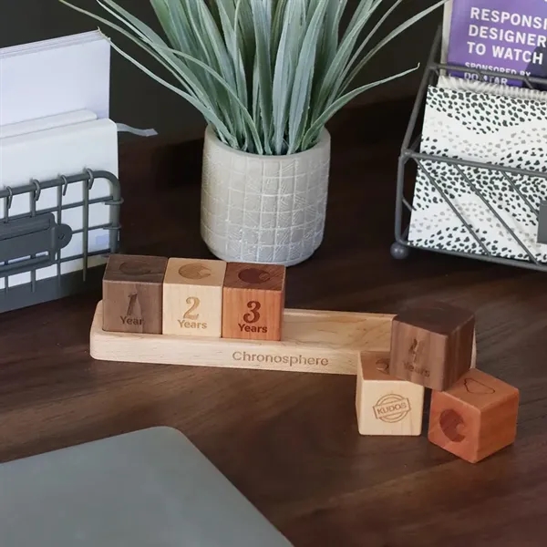 Employee Anniversary Desktop Wood Blocks with Tray - Employee Anniversary Desktop Wood Blocks with Tray - Image 2 of 13