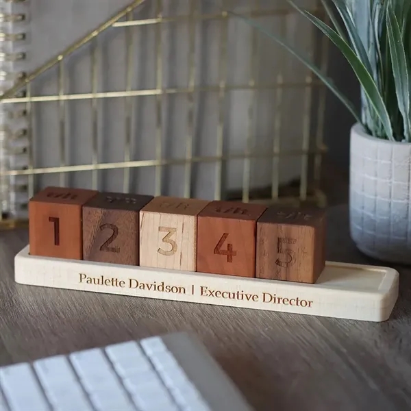 Employee Anniversary Desktop Wood Blocks with Tray - Employee Anniversary Desktop Wood Blocks with Tray - Image 4 of 13