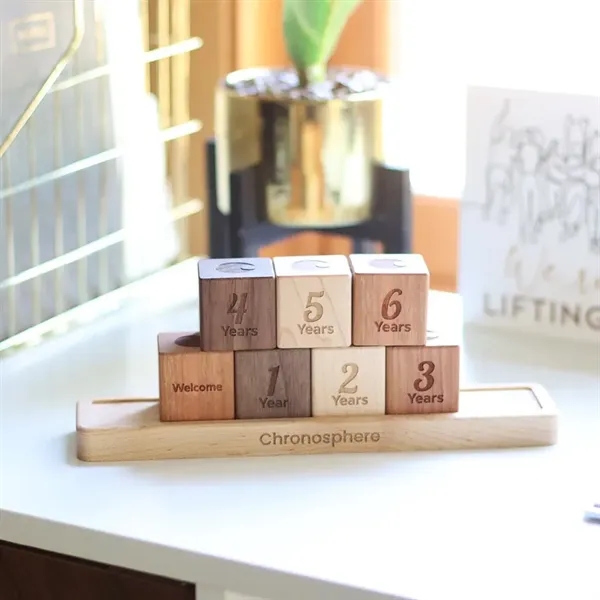 Employee Anniversary Desktop Wood Blocks with Tray - Employee Anniversary Desktop Wood Blocks with Tray - Image 5 of 13