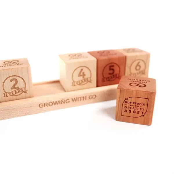 Employee Anniversary Desktop Wood Blocks with Tray - Employee Anniversary Desktop Wood Blocks with Tray - Image 9 of 13