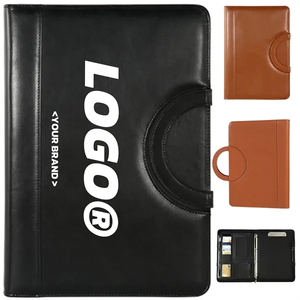 Leather Padfolio Portfolio with Hidden Handle Folder Bag - Leather Padfolio Portfolio with Hidden Handle Folder Bag - Image 0 of 5