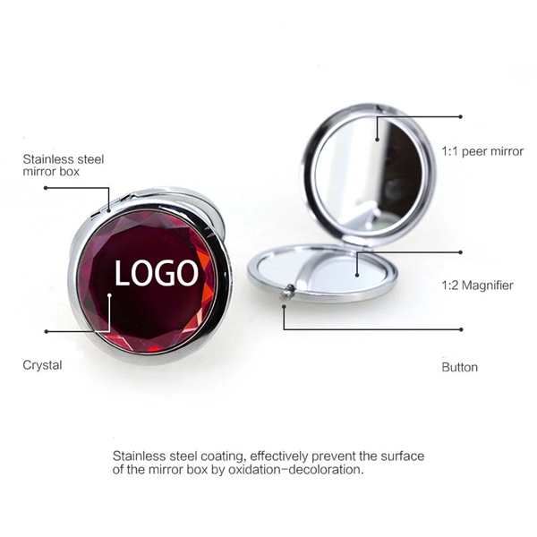 Round Cosmetic Folding Travel Compact Mirror - Round Cosmetic Folding Travel Compact Mirror - Image 2 of 2