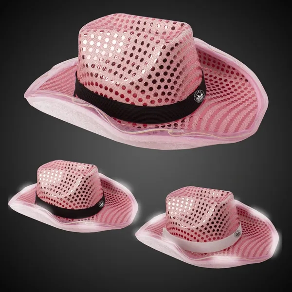 Pink Light Up Sequin Cowboy Hat - Pink Light Up Sequin Cowboy Hat - Image 3 of 3