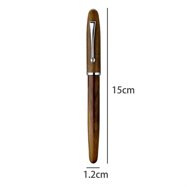 Wooden Fountain Pen w/ Metal Clip Custom Logo Executive Gift - Wooden Fountain Pen w/ Metal Clip Custom Logo Executive Gift - Image 1 of 4