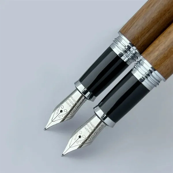 Wooden Fountain Pen w/ Metal Clip Custom Logo Executive Gift - Wooden Fountain Pen w/ Metal Clip Custom Logo Executive Gift - Image 4 of 4