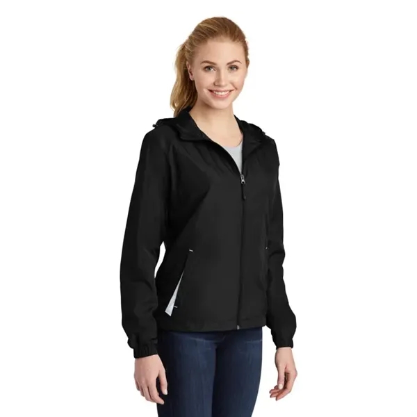 Sport-Tek Women's Colorblock Hooded Raglan Jacket. - Sport-Tek Women's Colorblock Hooded Raglan Jacket. - Image 0 of 8