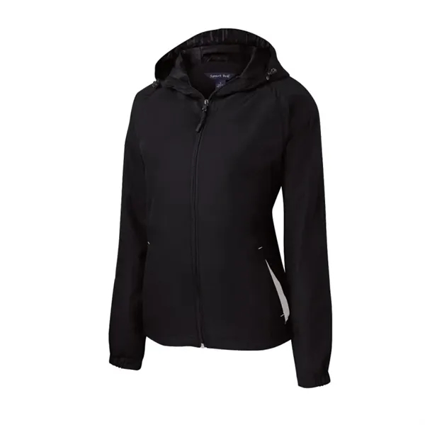 Sport-Tek Women's Colorblock Hooded Raglan Jacket. - Sport-Tek Women's Colorblock Hooded Raglan Jacket. - Image 1 of 8