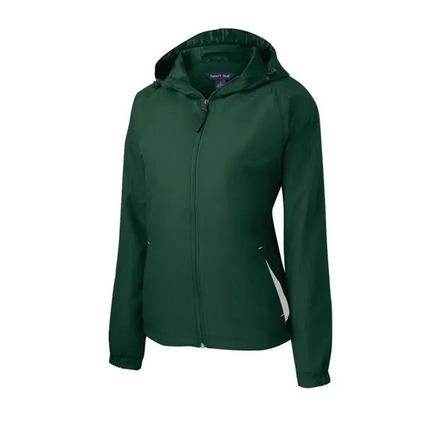 Sport-Tek Women's Colorblock Hooded Raglan Jacket. - Sport-Tek Women's Colorblock Hooded Raglan Jacket. - Image 2 of 8