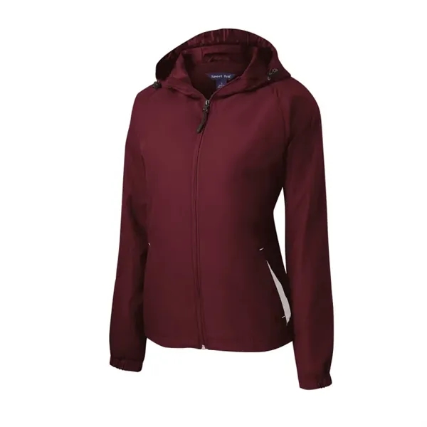 Sport-Tek Women's Colorblock Hooded Raglan Jacket. - Sport-Tek Women's Colorblock Hooded Raglan Jacket. - Image 3 of 8