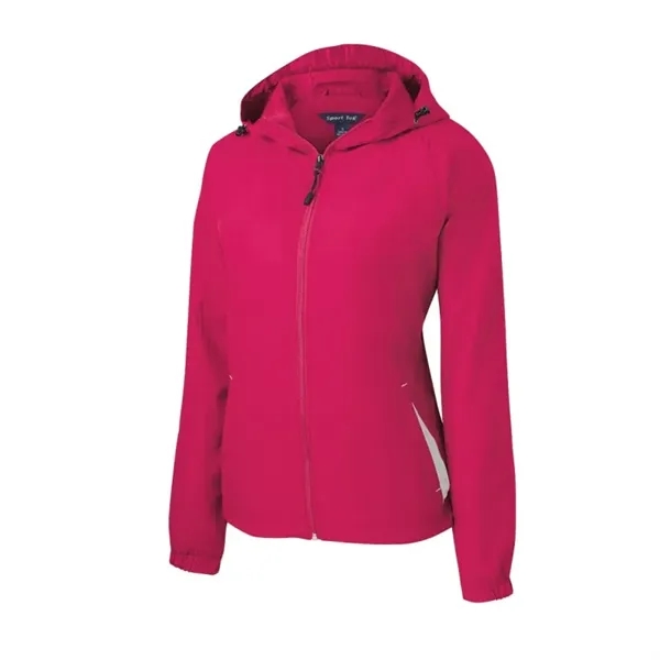 Sport-Tek Women's Colorblock Hooded Raglan Jacket. - Sport-Tek Women's Colorblock Hooded Raglan Jacket. - Image 4 of 8