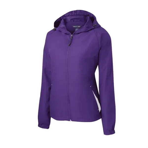 Sport-Tek Women's Colorblock Hooded Raglan Jacket. - Sport-Tek Women's Colorblock Hooded Raglan Jacket. - Image 5 of 8
