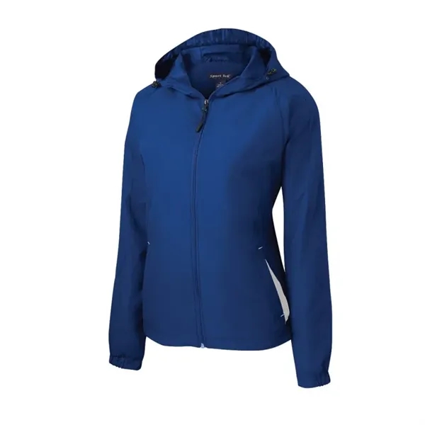 Sport-Tek Women's Colorblock Hooded Raglan Jacket. - Sport-Tek Women's Colorblock Hooded Raglan Jacket. - Image 8 of 8