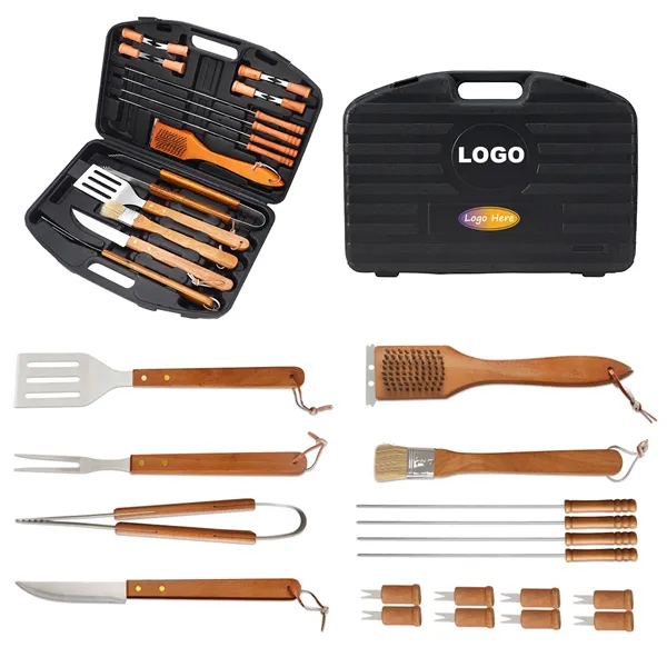 18 Pcs Wooden Barbecue Tool Sets - 18 Pcs Wooden Barbecue Tool Sets - Image 0 of 4