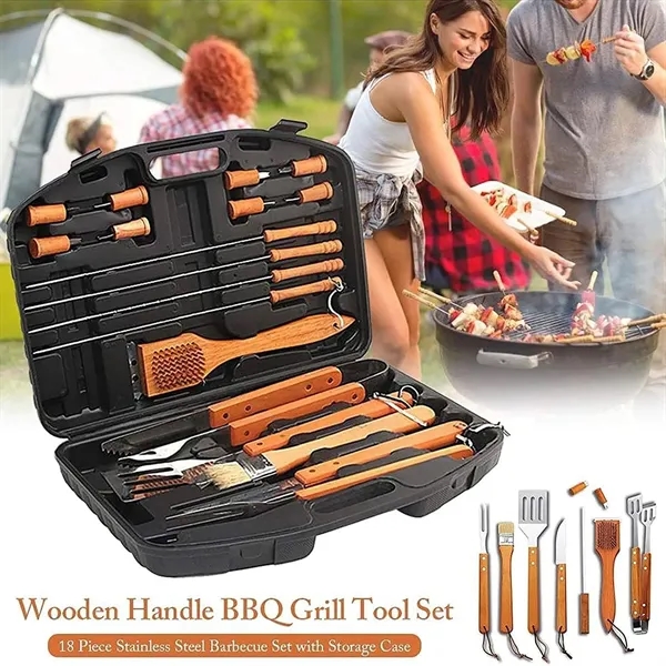 18 Pcs Wooden Barbecue Tool Sets - 18 Pcs Wooden Barbecue Tool Sets - Image 1 of 4