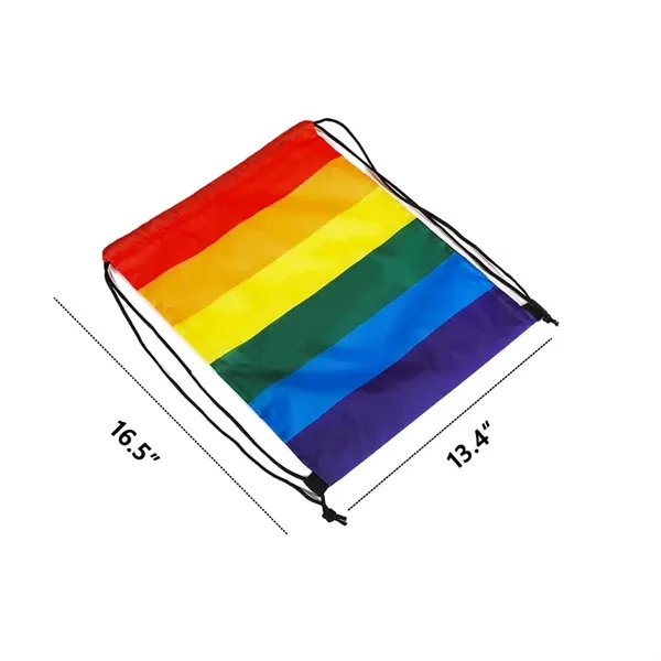 Custom LGBT Pride Rainbow Polyester Drawstring String Bag - Custom LGBT Pride Rainbow Polyester Drawstring String Bag - Image 1 of 3