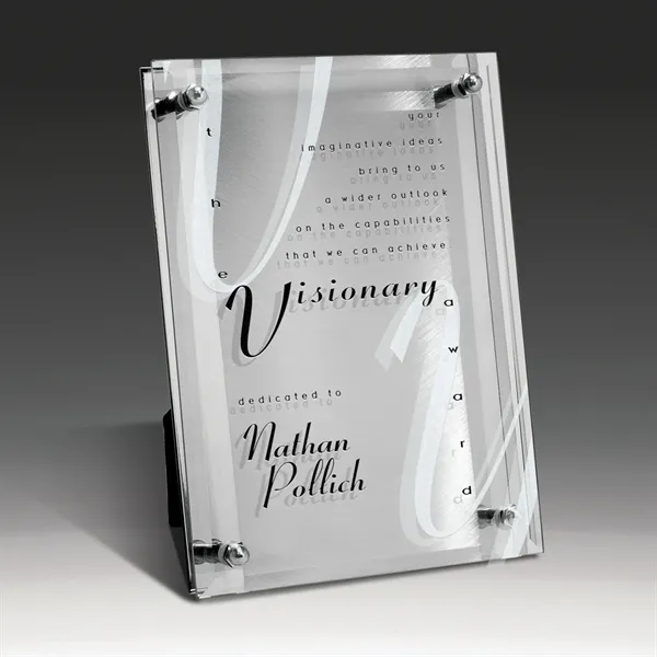 Polished Metal & Glass Plaque Award - Silver Reflections