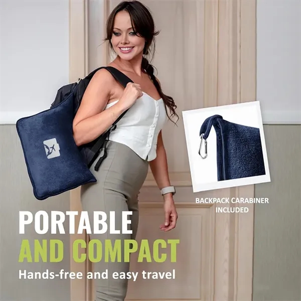 2 in 1 Portable Travel Blanket with Carabiner - 2 in 1 Portable Travel Blanket with Carabiner - Image 1 of 5