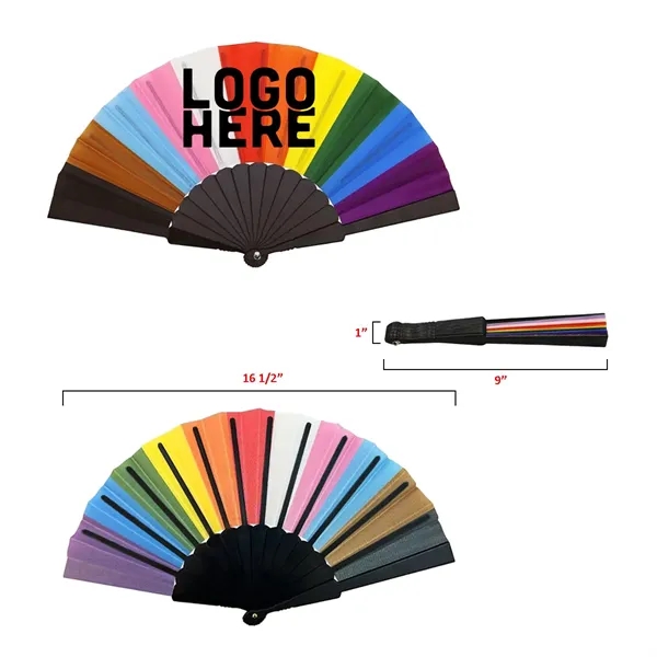 Progress Pride Handheld Chinese Fan - Progress Pride Handheld Chinese Fan - Image 0 of 1