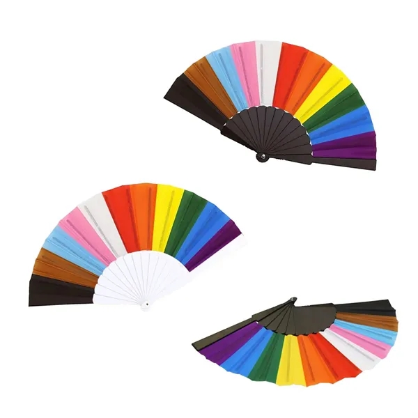 Progress Pride Handheld Chinese Fan - Progress Pride Handheld Chinese Fan - Image 1 of 1