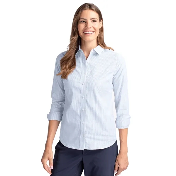 Cutter & Buck Stretch Oxford Stripe Womens Long Sleeve Dr... - Cutter & Buck Stretch Oxford Stripe Womens Long Sleeve Dr... - Image 7 of 7
