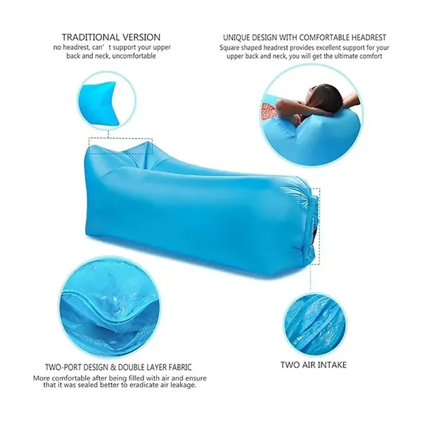 Inflatable Lounger Air Chair Sofa Bed Sleeping Bag Couch - Inflatable Lounger Air Chair Sofa Bed Sleeping Bag Couch - Image 6 of 7