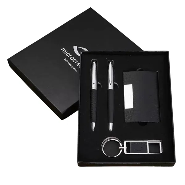 Luxury Office 4-Piece Gift Set Card Holder, 2 Pens, Keychain - Luxury Office 4-Piece Gift Set Card Holder, 2 Pens, Keychain - Image 0 of 2