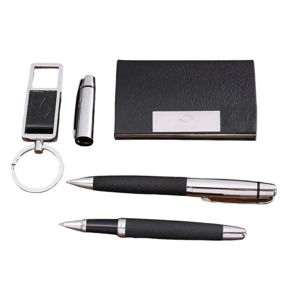 Luxury Office 4-Piece Gift Set Card Holder, 2 Pens, Keychain - Luxury Office 4-Piece Gift Set Card Holder, 2 Pens, Keychain - Image 2 of 2
