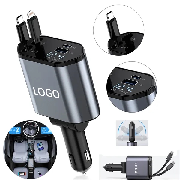 4 in 1 Retractable Fast Car Phone Charger - 4 in 1 Retractable Fast Car Phone Charger - Image 0 of 0