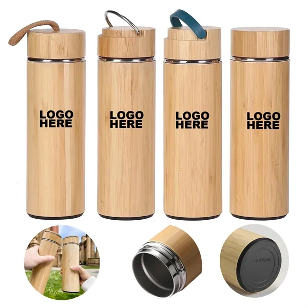Custom Drinkware Insulated Water Bottle Bamboo Tumbler - Custom Drinkware Insulated Water Bottle Bamboo Tumbler - Image 0 of 8