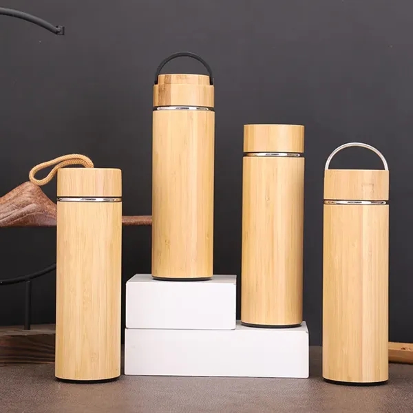 Custom Drinkware Insulated Water Bottle Bamboo Tumbler - Custom Drinkware Insulated Water Bottle Bamboo Tumbler - Image 7 of 8