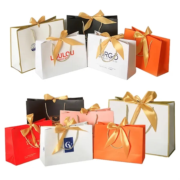 Paper Gift Bag With Bow - Paper Gift Bag With Bow - Image 1 of 2