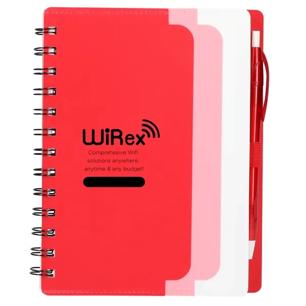 5" x 7" Recycled Dual Pocket Spiral Notebook w Pen - 5" x 7" Recycled Dual Pocket Spiral Notebook w Pen - Image 1 of 1