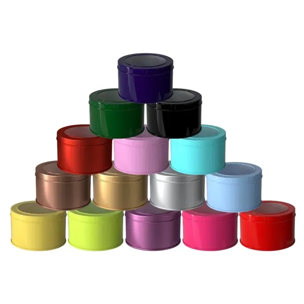 Round Tinplate Box with Window - Round Tinplate Box with Window - Image 0 of 6