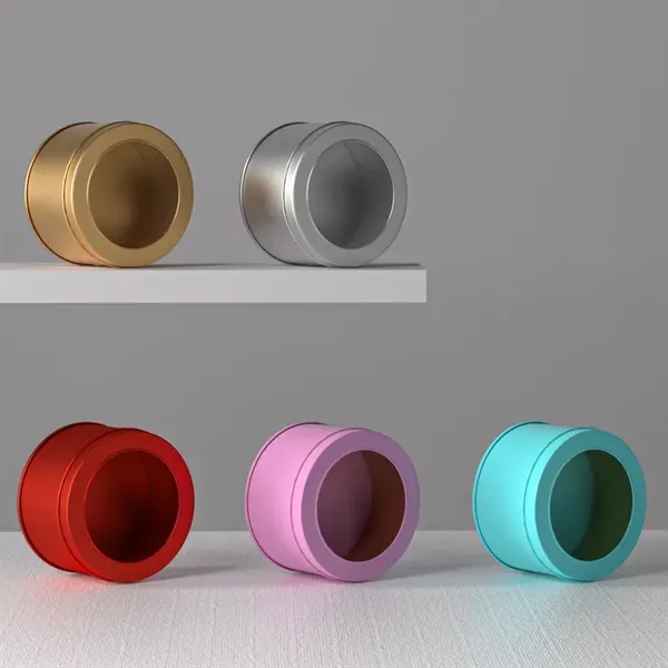 Round Tinplate Box with Window - Round Tinplate Box with Window - Image 1 of 6
