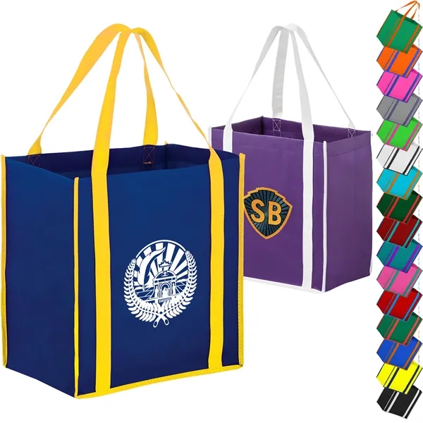 Heavy Duty Two-Tone Non-Woven Tote Bag w/ Gusset 12"x13"x8"