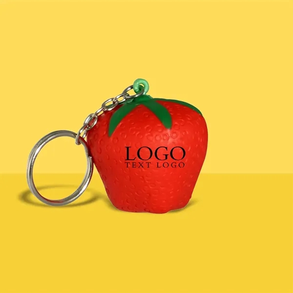 Strawberry Shaped Squeeze Stress Reliever Keychain - Strawberry Shaped Squeeze Stress Reliever Keychain - Image 0 of 4