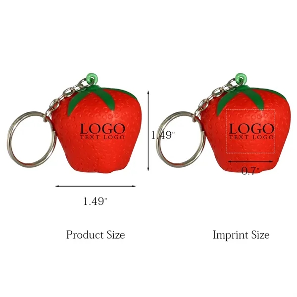 Strawberry Shaped Squeeze Stress Reliever Keychain - Strawberry Shaped Squeeze Stress Reliever Keychain - Image 1 of 4