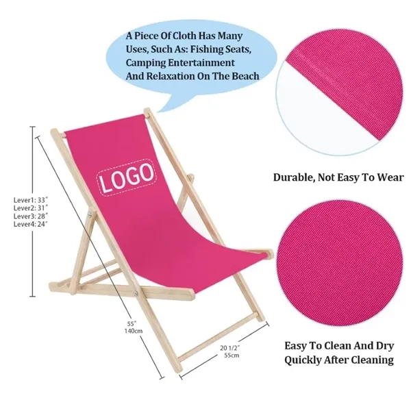 55" Custom Wooden Beach Lounger Chair w/Large Imprint Area - 55" Custom Wooden Beach Lounger Chair w/Large Imprint Area - Image 1 of 5