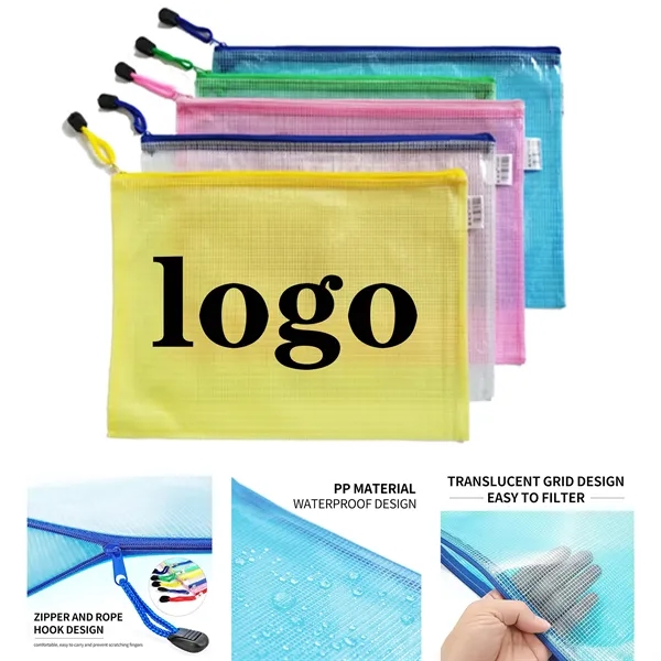 A4 Grid Zipper File Bags - A4 Grid Zipper File Bags - Image 0 of 3