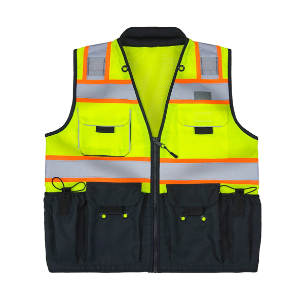 ANSI Class 2 Deluxe Black Bottom Surveyors Vest - ANSI Class 2 Deluxe Black Bottom Surveyors Vest - Image 0 of 3
