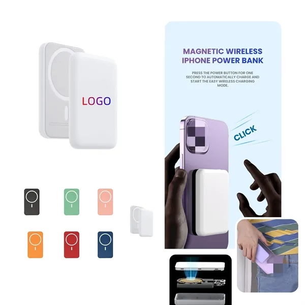 10000mAh Magnetic Wireless Phone Power Bank - 10000mAh Magnetic Wireless Phone Power Bank - Image 0 of 4
