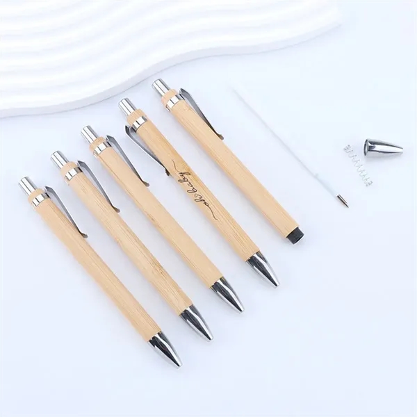 Bamboo Wooden Retractable Ballpoint Pen - Bamboo Wooden Retractable Ballpoint Pen - Image 3 of 4