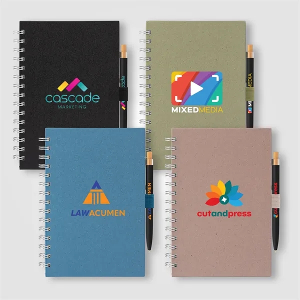 Terra Recycled Cover Spiral A5 Notebook & Reborn Pen Set