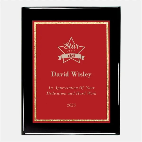 Red Victory Plate on Gloss Blackwood Plaque