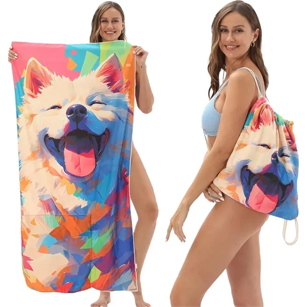 Foldable Beach Towel with Storage Pocket - Foldable Beach Towel with Storage Pocket - Image 0 of 4
