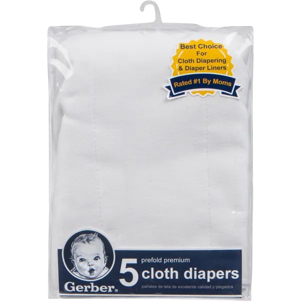5-Pack Premium White Prefold Gauze Diapers - 5-Pack Premium White Prefold Gauze Diapers - Image 2 of 2