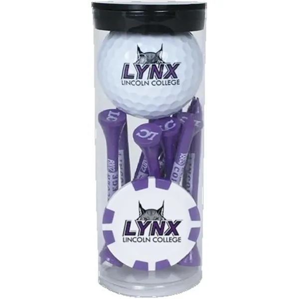 Golf Ball, Marker Poker Chip & Tee Set Tube - Custom Imprint - Golf Ball, Marker Poker Chip & Tee Set Tube - Custom Imprint - Image 0 of 1