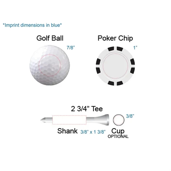 Golf Ball, Marker Poker Chip & Tee Set Tube - Custom Imprint - Golf Ball, Marker Poker Chip & Tee Set Tube - Custom Imprint - Image 1 of 1